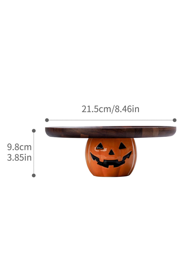 Pumpkin wooden cake tray dessert plate bread display table holiday decoration party tray - Image 2