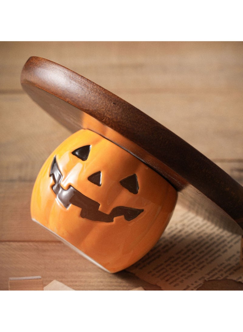Pumpkin wooden cake tray dessert plate bread display table holiday decoration party tray - Image 4