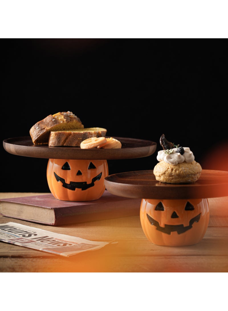 Pumpkin wooden cake tray dessert plate bread display table holiday decoration party tray - Image 3