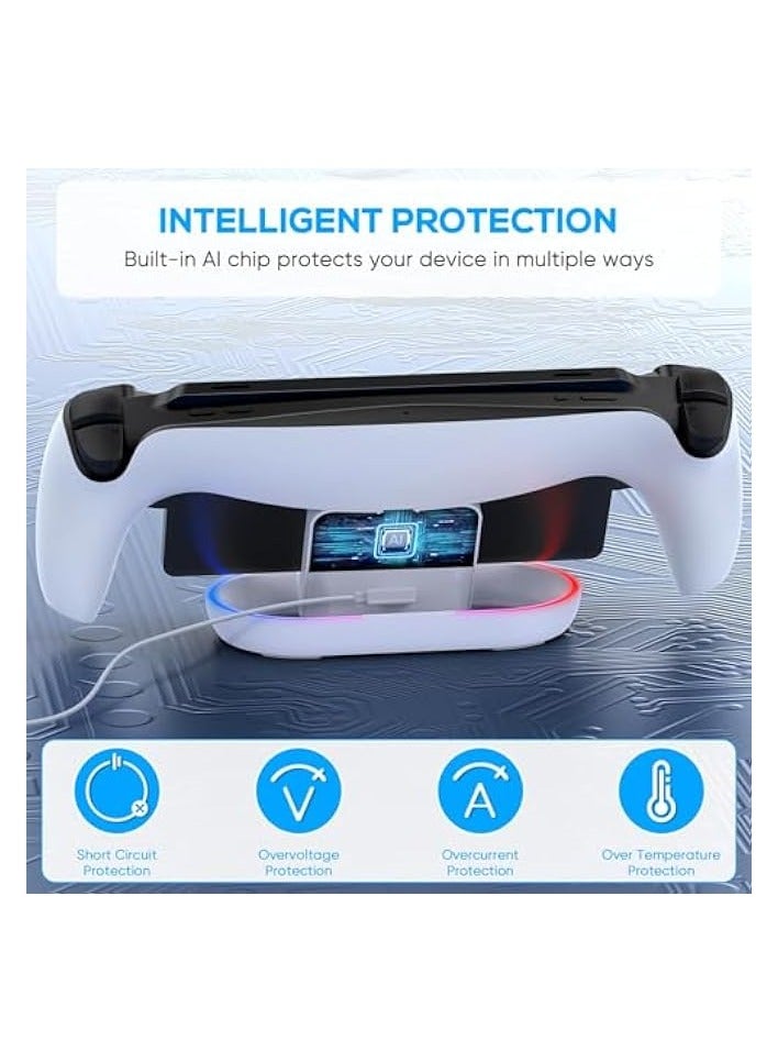 PROMASS Charging Dock for Portal Remote Player, RGB LED Light Charging Stand Portable Charging Station Portal - White - Image 3