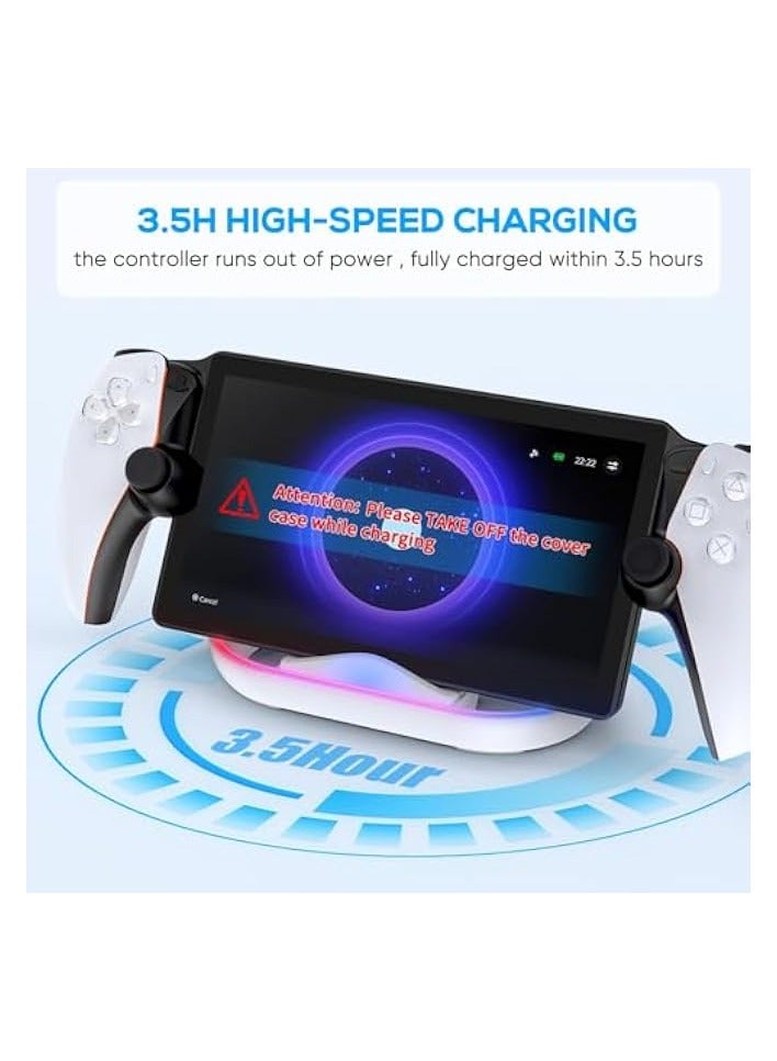 PROMASS Charging Dock for Portal Remote Player, RGB LED Light Charging Stand Portable Charging Station Portal - White - Image 4