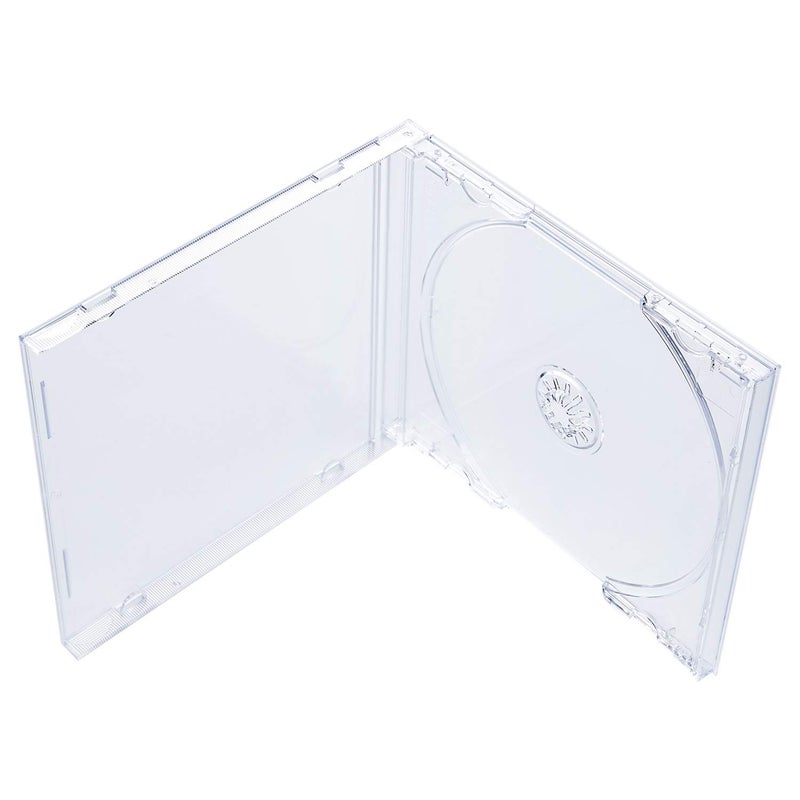 Maxtek 104 mm Standard Single Clear CD Jewel Case with Assembled Clear Tray 50 Pack