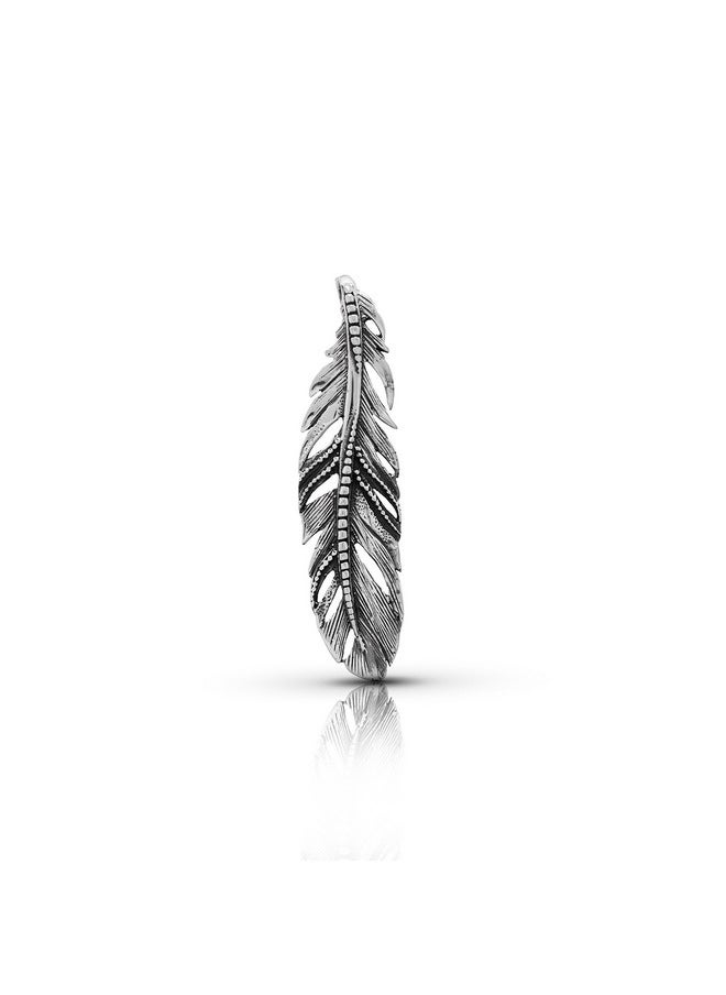 Koral Jewelry - Big Feather Pendant 925 Sterling Silver Native American Tribal Bohemian Jewelry - Image 1
