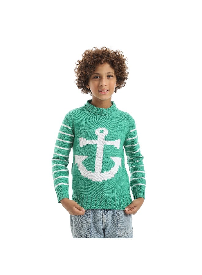 سيزار بلوفر أولادي صوف مزود برسمة هيلب - Image 4