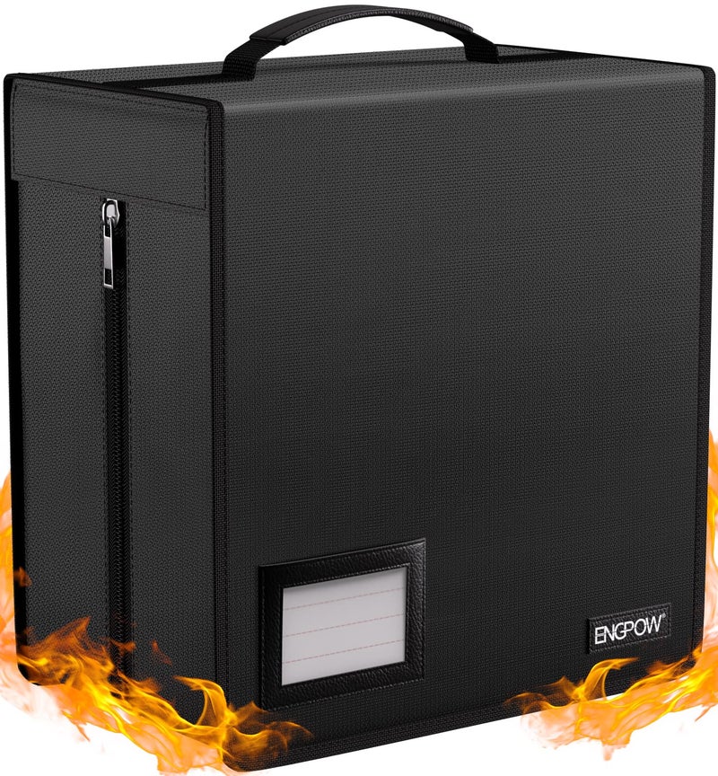 ENGPOW Fireproof CD Case CDDVD Storage Box400 Capacity CD Binder DVD Storage Holder with Zippers Portable Large Card Media Wallet Organizer Safe for Home Office Travel CarBlack122x118x71