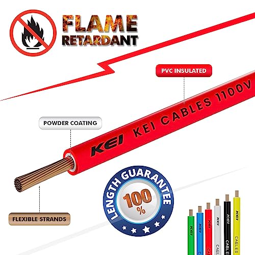 KEI WIRES & CABLES Homecab 4 sqmm 1 Core Copper Flame Retardant House Wire PVC Insulated Cable for Domestic & Industrial Electrical Wiring (Red, 90 Meters) - Image 3