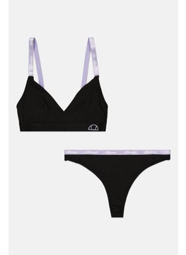 Ellesse Women 2 Pieces Brand Logo Bralette And Thong Set, Black  - Image 1