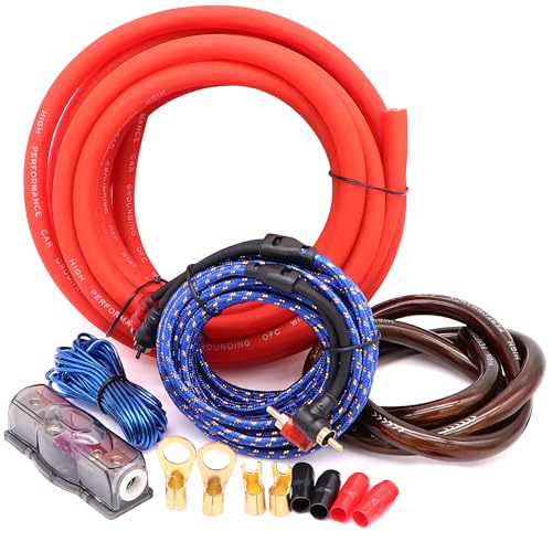0 Gauge Car Amp Wiring Kit up to 3000W Car Amplifier Installation Wiring Helps You Make Connections and Brings Power to Your Radio Subwoofers Speakers