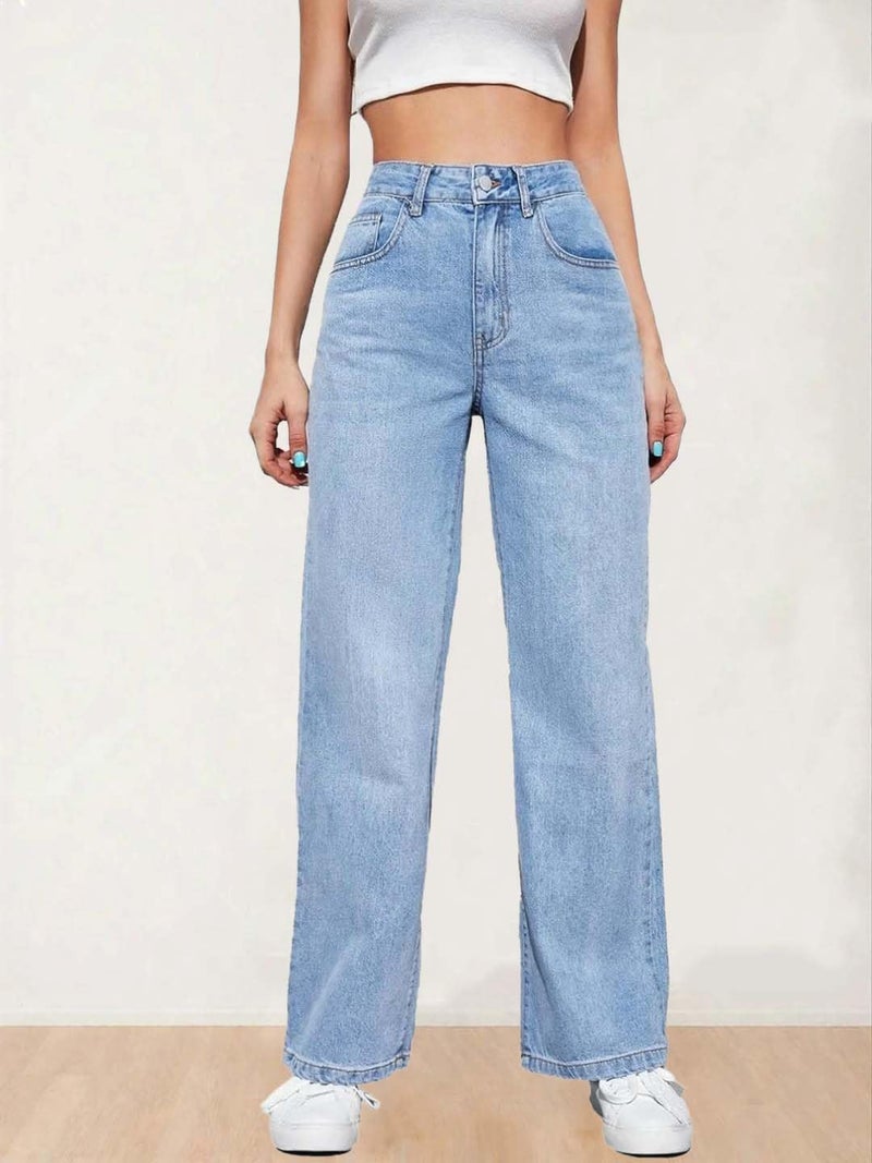 KOTTY Womens Solid High Rise Cotton Lycra Blend Relaxed Fit Jeans - Image 5