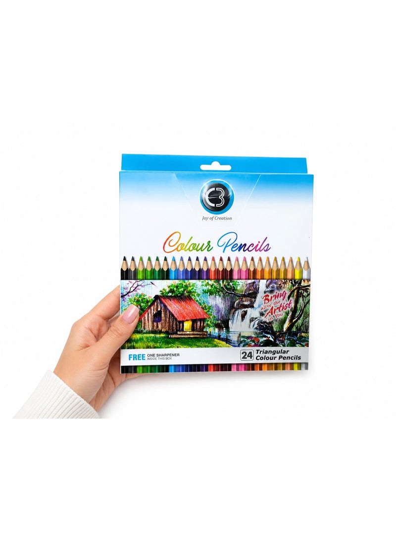 Pencils Colored Pencils, All Colors, High-Quality Materials, Long Pencils, 24 Colors - Image 1