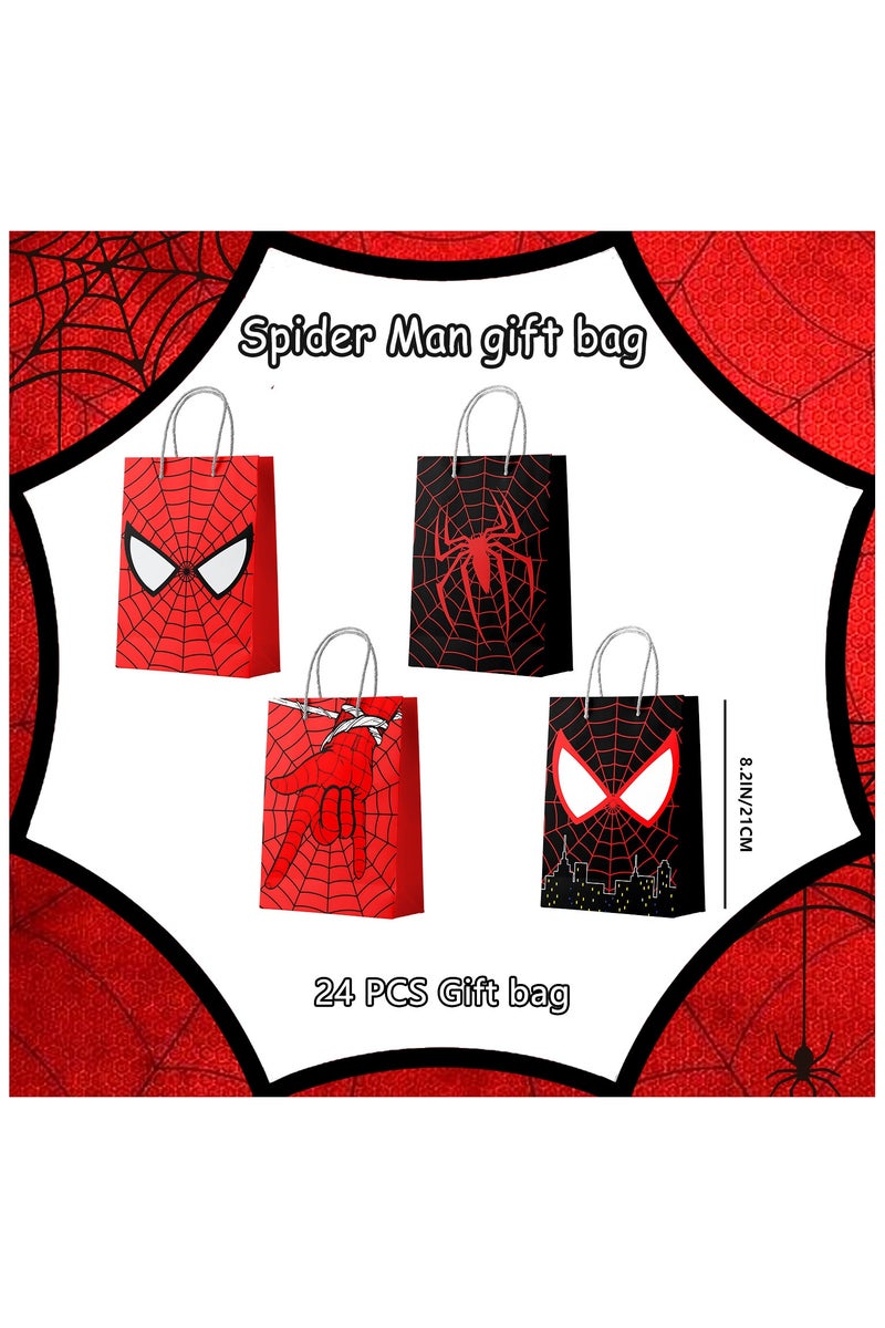 إيلوفهابرتي حقائب حفلات سبايدر مان بمقابض، 24 قطعة حقيبة هدايا كرتونية/حقائب حفلات كرتونية/حقائب حفلات كرتونية، لحفلات الكرتون ذات الطابع الكرتوني، زينة حفلات الكرتون - Image 2
