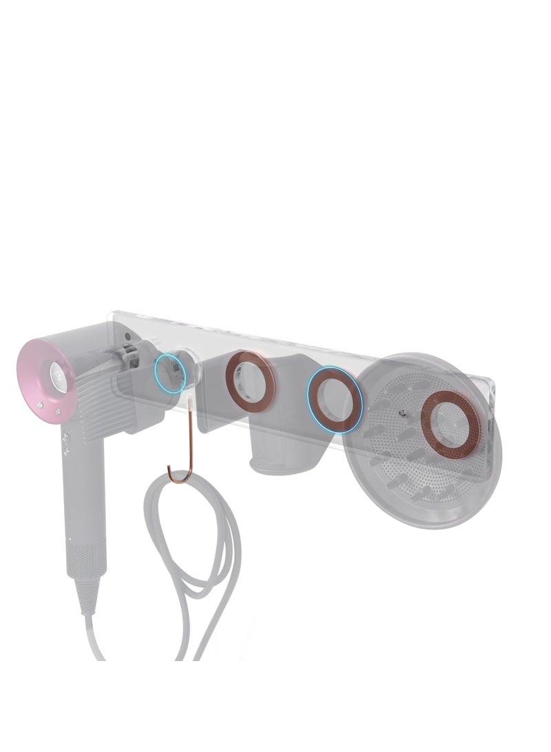 Wall Mount Hair Dryer Holder, Acrylic Attachments Organizer, Bracket Stand Storage Organizer, Hair Dryer Holder, Compatible with Dyson Supersonic for Bathroom Washroom - Image 1