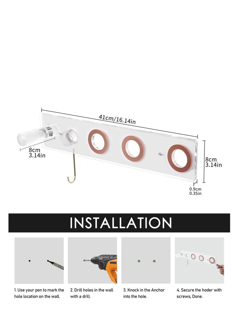 Wall Mount Hair Dryer Holder, Acrylic Attachments Organizer, Bracket Stand Storage Organizer, Hair Dryer Holder, Compatible with Dyson Supersonic for Bathroom Washroom - Image 3