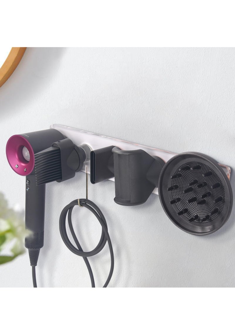 Wall Mount Hair Dryer Holder, Acrylic Attachments Organizer, Bracket Stand Storage Organizer, Hair Dryer Holder, Compatible with Dyson Supersonic for Bathroom Washroom - Image 4