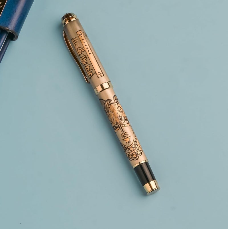 Yani Lord Shrinathji Luxury Gold Metal Roller Ball Pen | Premium Writing Instrument | Refillable German Jotter | Spiritual Gift | Office Supplies | Desk Accessory | Signature Pen (Shrinathji) - Image 2