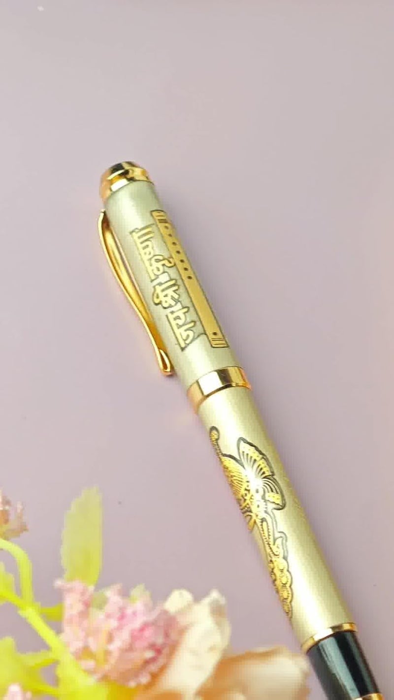 Yani Lord Shrinathji Luxury Gold Metal Roller Ball Pen | Premium Writing Instrument | Refillable German Jotter | Spiritual Gift | Office Supplies | Desk Accessory | Signature Pen (Shrinathji) - Image 5