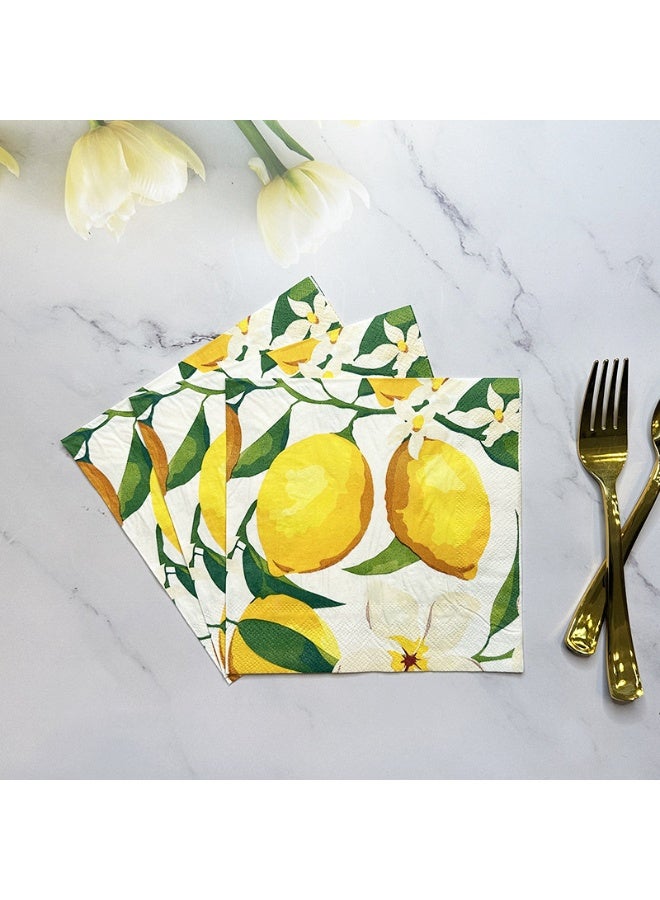 YOLOLAND 60-Piece Lemon-Printed Double-Layer Napkins - Brighten Up Parties, Weddings & Birthdays 🍋 - Image 1