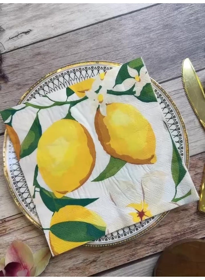 YOLOLAND 60-Piece Lemon-Printed Double-Layer Napkins - Brighten Up Parties, Weddings & Birthdays 🍋 - Image 2