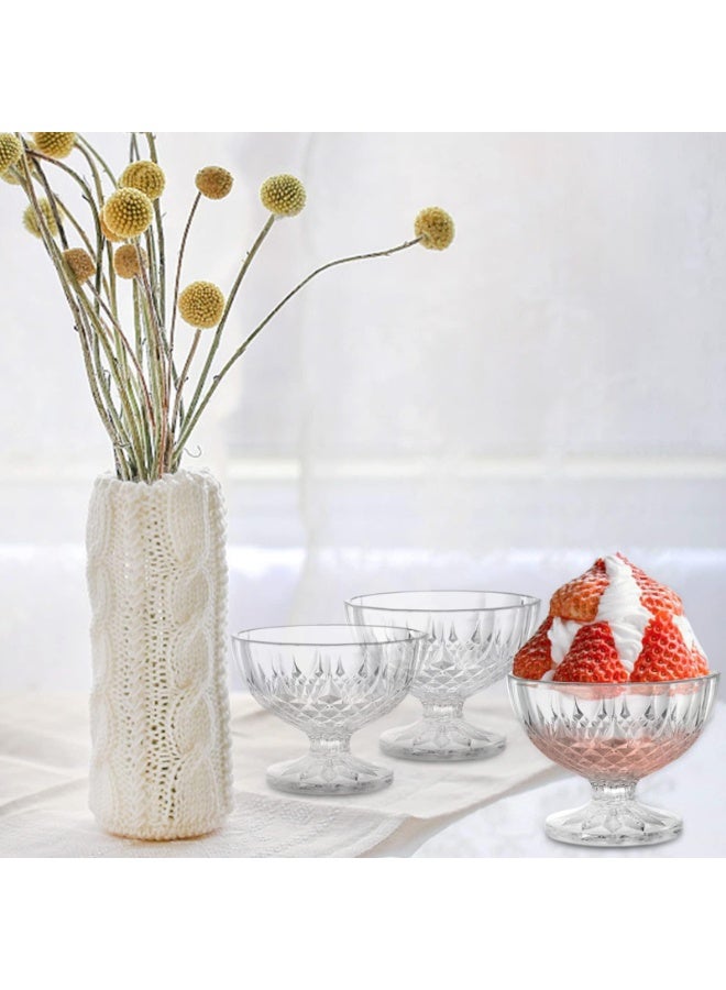 PROMASS Ice Cream Bowl, 6 Pack Dessert Bowls, Serving Bowls, Clear Footed Dessert Cup, Small Cute Footed Tulip Clear Dessert Cups, Reusable Parfait Appetizer Cup, for Dessert, Ice Cream, Pudding  - Image 2