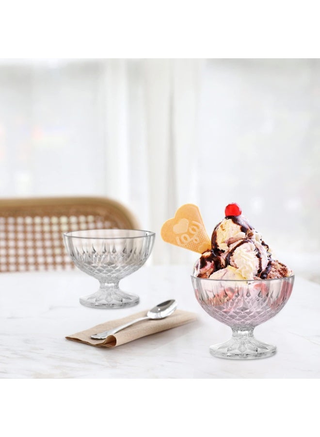 PROMASS Ice Cream Bowl, 6 Pack Dessert Bowls, Serving Bowls, Clear Footed Dessert Cup, Small Cute Footed Tulip Clear Dessert Cups, Reusable Parfait Appetizer Cup, for Dessert, Ice Cream, Pudding  - Image 3