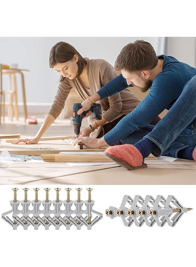 طقم مثبتات الحوائط الجافة مراسي الحائط المجوفة ذاتية التنصت شيتروك المراسي مثبتات اللوح الجصي مسامير تثبيت الجدار (50 قطعة ، رمادي) - Image 5