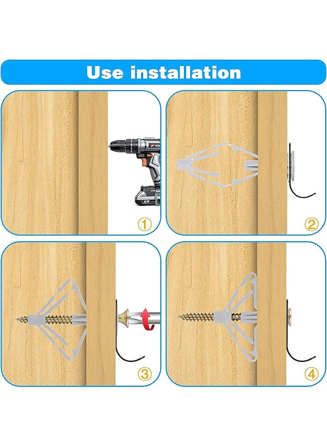 طقم مثبتات الحوائط الجافة مراسي الحائط المجوفة ذاتية التنصت شيتروك المراسي مثبتات اللوح الجصي مسامير تثبيت الجدار (50 قطعة ، رمادي) - Image 4