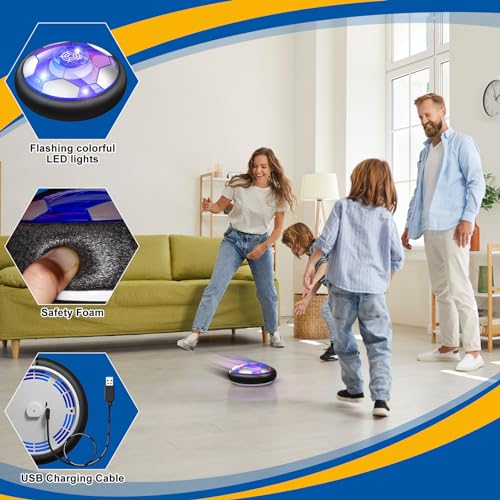 Ancesfun 2 in 1 Hover Soccer Ball Set USB Rechargeable Air Power Soccer Kids Toys with LED Lights and Foam Bumper Protection 2 Goals for Boys and Girls Ages 3 4 5 6 7 812 IndoorOutdoor Games - Image 5