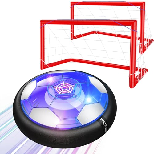 Ancesfun 2 in 1 Hover Soccer Ball Set USB Rechargeable Air Power Soccer Kids Toys with LED Lights and Foam Bumper Protection 2 Goals for Boys and Girls Ages 3 4 5 6 7 812 IndoorOutdoor Games - Image 1