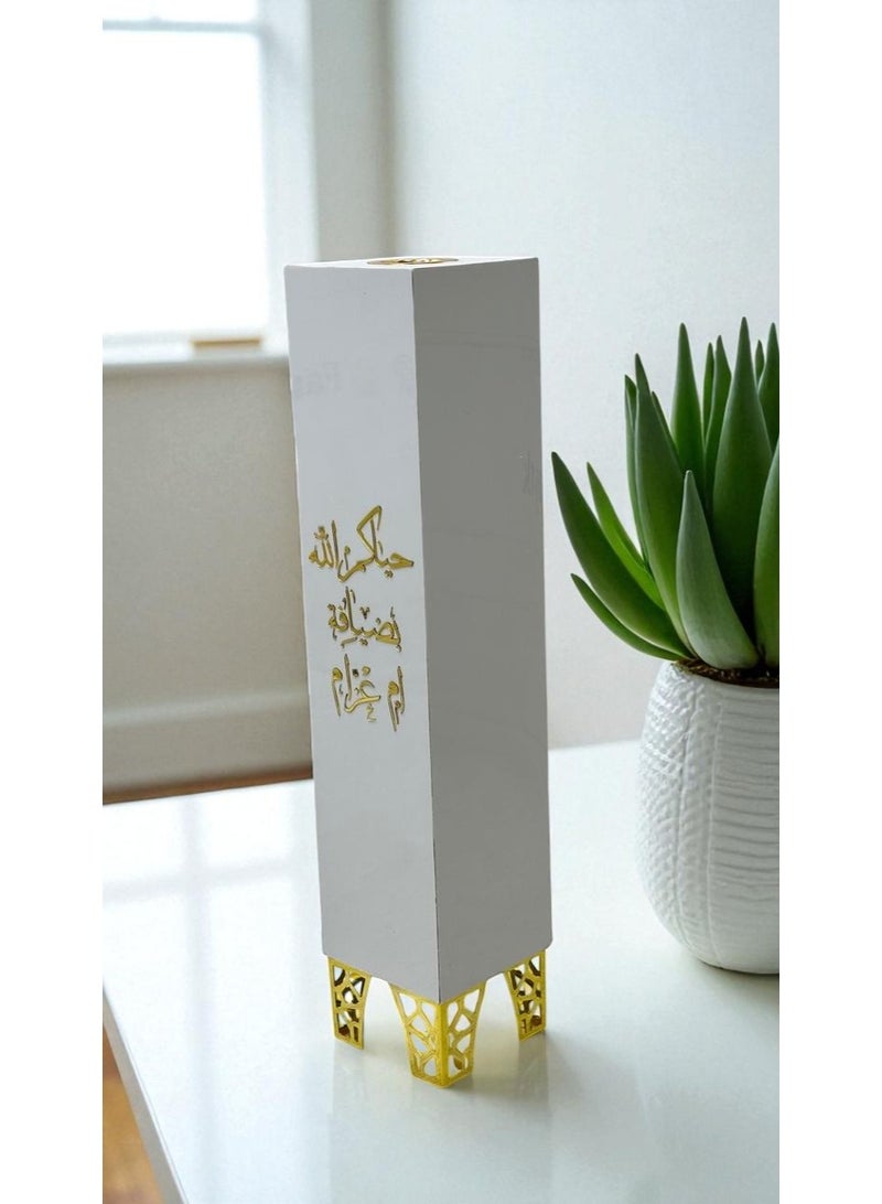 fan baytk Vertical reception incense burner with a decorative white marble design (80 x 17.5 x 17.5 cm): A decorative masterpiece with golden engravings that welcomes beauty and gives the place a luxurious fragrance, ideal for entrances, halls, and special occasions  - Image 5