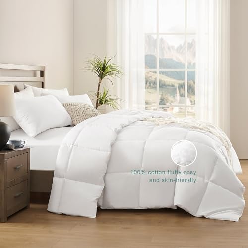 ACCURATEX King Duvet Insert Comforter,100% Cotton Shell, 400GSM Thick Fluffy Down Alternative Comforter,Breathable Soft White Hotel Bed Duvet Insert with Corner Tabs (104''x90'') - Image 3