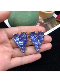 نيبمينينت Vintage Cute Heart-shaped Strawberry Color Silver Needle Earrings Ear Clip Electroplated Real Gold Bean Resin Jewelry 