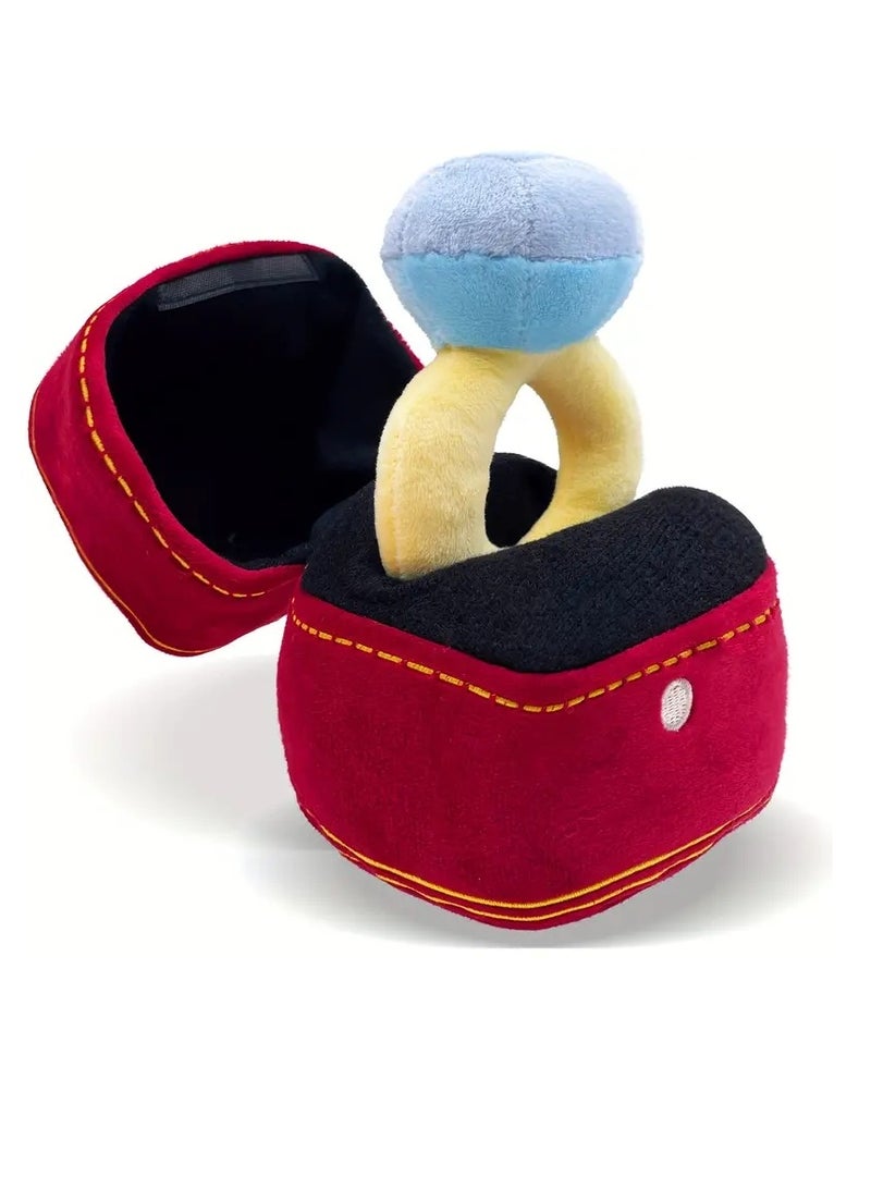 Gonice Artificial Diamond Ring Set, Interactive Dog Plush Toys Stuffed Plush Artificial Diamond Ring Case Hide And Seek Dog Chew Toy  - Image 1