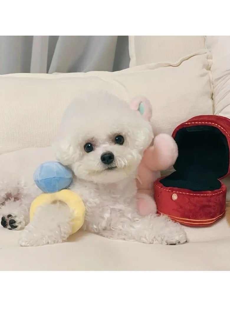Gonice Artificial Diamond Ring Set, Interactive Dog Plush Toys Stuffed Plush Artificial Diamond Ring Case Hide And Seek Dog Chew Toy  - Image 5