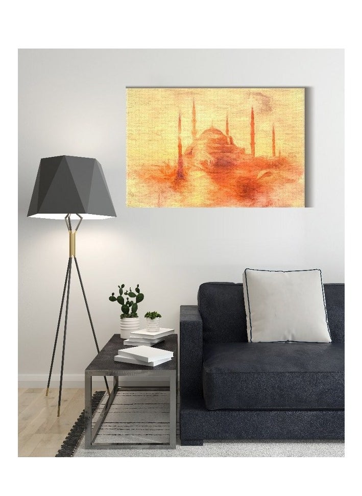 Home Gallery - Canvas Wall Art, Abstract Framed Portrait of Sultan Ahmed Mosque Istanbul 60 W x 40 H x 2 D - Image 1