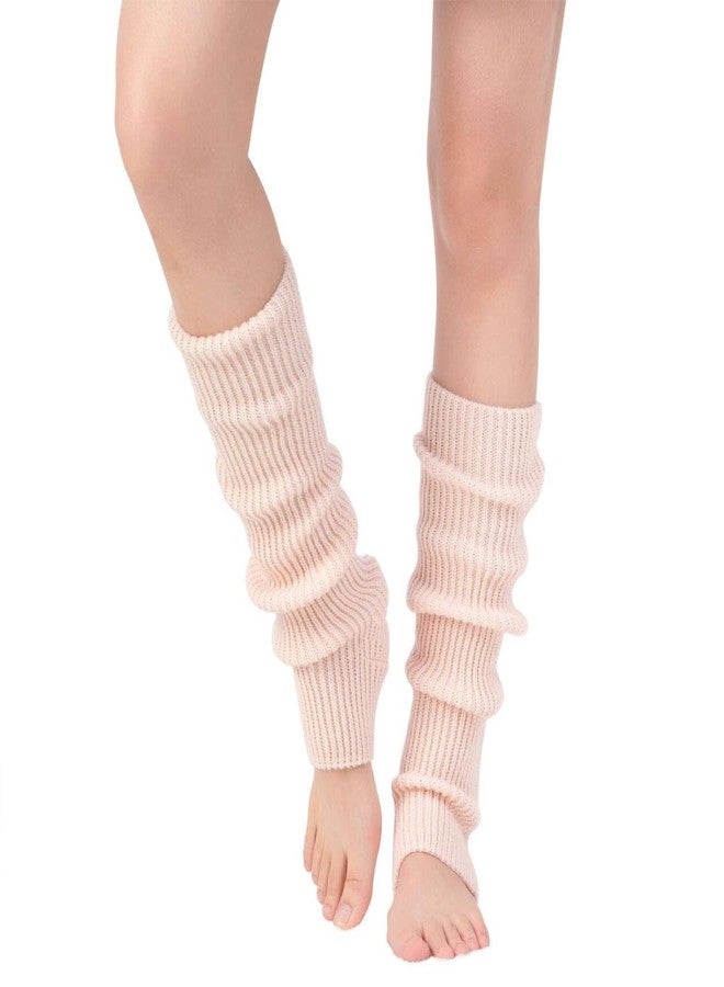 Guojanfon Leg Warmers for Girls & Women - Knitted Stirrup Leg Warmers - Winter Extra Soft - Pink - Size 16in/43cm - Image 1