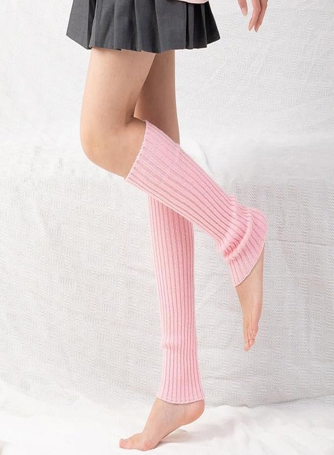 Guojanfon Leg Warmers for Girls & Women - Knitted Stirrup Leg Warmers - Winter Extra Soft - Pink - Size 16in/43cm - Image 4