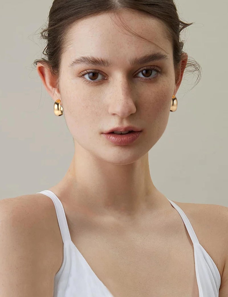 YADOCA 9 Pairs Gold Clip on Earrings for Women 14K Gold Plated Waterdrop Chunky Clip on Hoop Earrings No Piercing Fake Earrings Set - Image 4