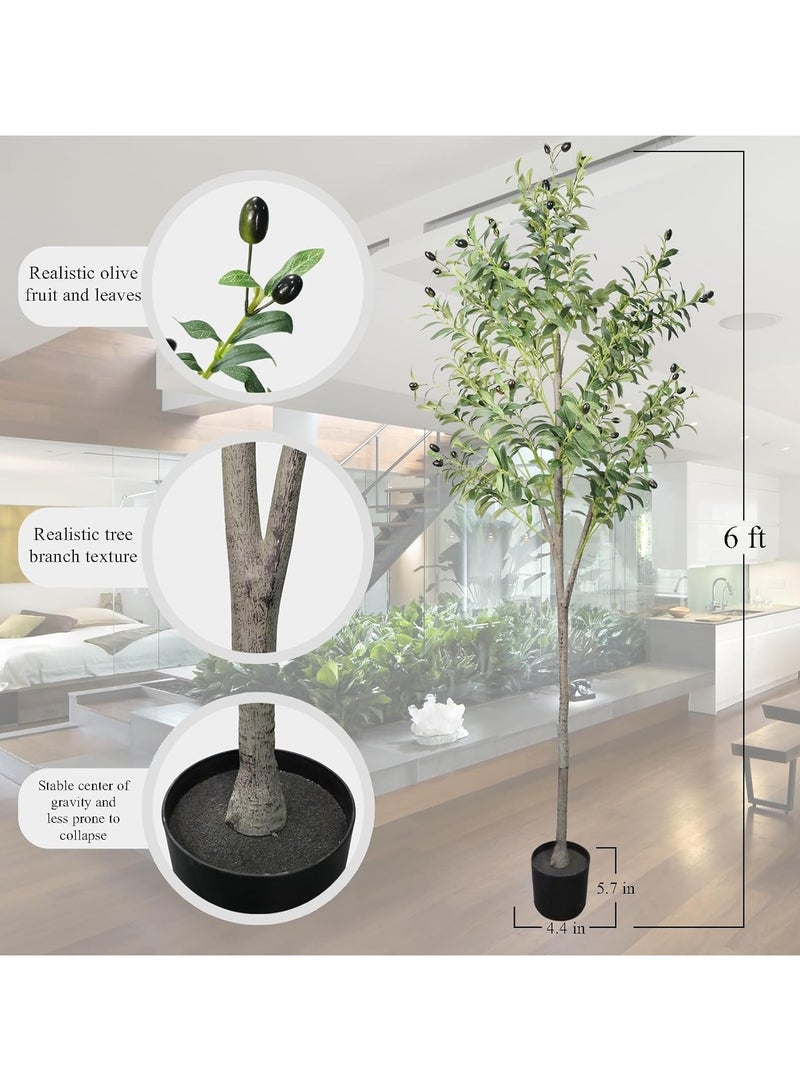Artificial Olive Tree,180cm Olive Tree with Lifelike Olive Branches and Fruits,Lifelike Artificial Tree for Ramadan Decorations and Modern Home Decor Indoor Outdoor,Office.Perfect Housewarming Gift - Image 2