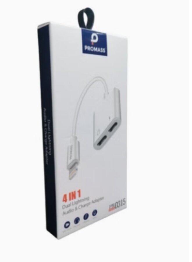 PROMASS 4-In-1 Multifunctional Charging Cable And Headphone For Iphone, White Color - Image 1