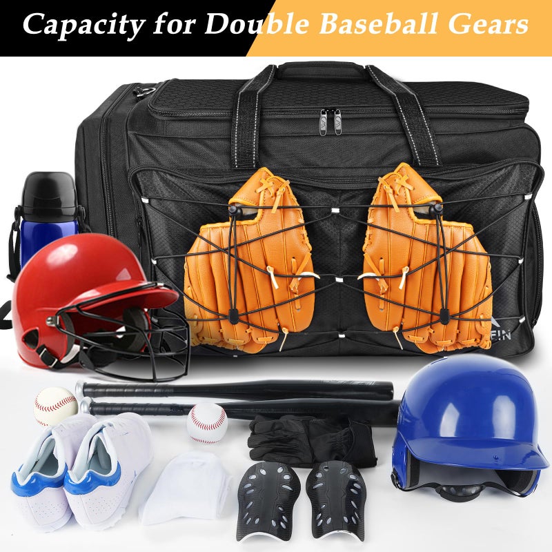 MATEIN Extra Large Catchers Gear Bag, 90 L Baseball Bag with Vented Shoes Compartment and Bat Holder for Baseball Equipment, Softball Duffle Fits Batting Mitten, Tball Gear, Helmet for Adult Men - Image 2