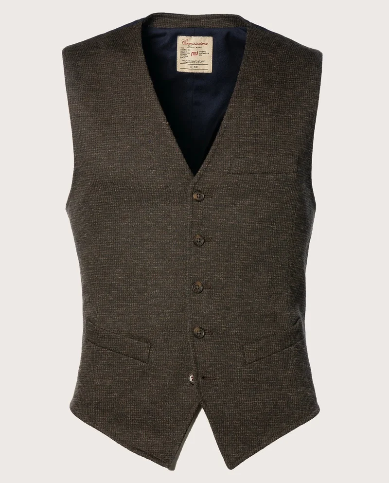 كاميتشسما Brown houndstooth patterned tailored jersey vest