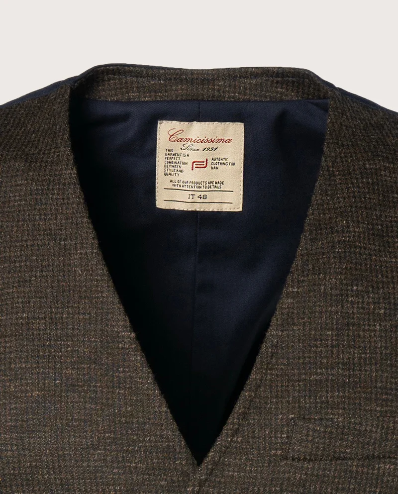 كاميتشسما Brown houndstooth patterned tailored jersey vest