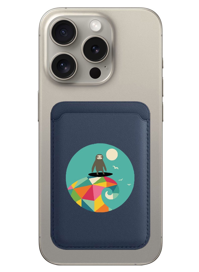 Theodor Magnetic Wallet, Compatible with MagSafe Wallet, for iPhone Wallet, for iPhone 16/15/14/13/12 Series, Not for iPhone 13/12 mini, 3 Card Holder, Vegan Leather, Navy - Surfs - Image 1