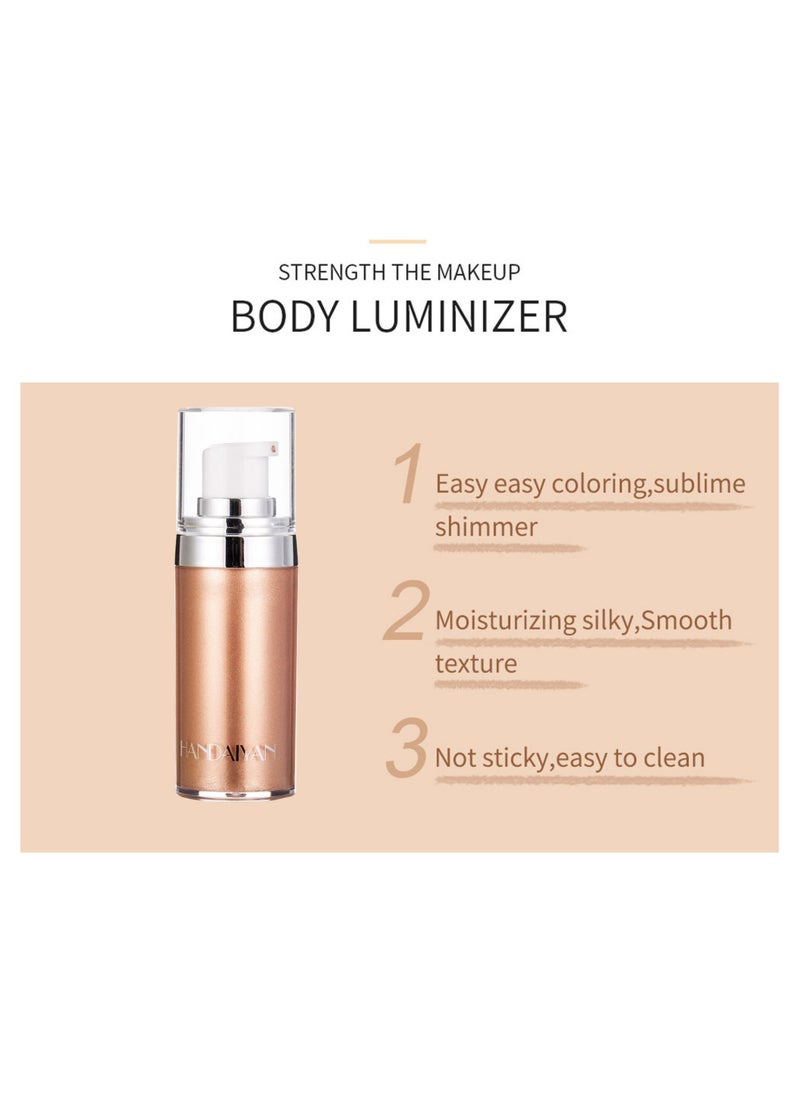 Handaiyan - Body Shimmer Liquid Highlighter Oil Brighten Glow Glitter Waterproof Moisturising Smooth Makeup Lotion Bronzer Illuminate Luminizer Gold Beach Foundation Non-sticky Dry for Face And Body (20ml) - Image 1