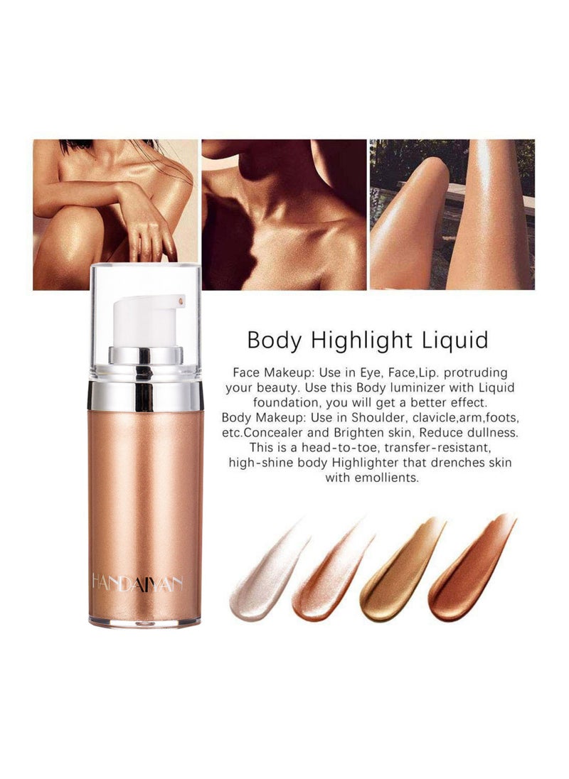Handaiyan - Body Shimmer Liquid Highlighter Oil Brighten Glow Glitter Waterproof Moisturising Smooth Makeup Lotion Bronzer Illuminate Luminizer Gold Beach Foundation Non-sticky Dry for Face And Body (20ml) - Image 1