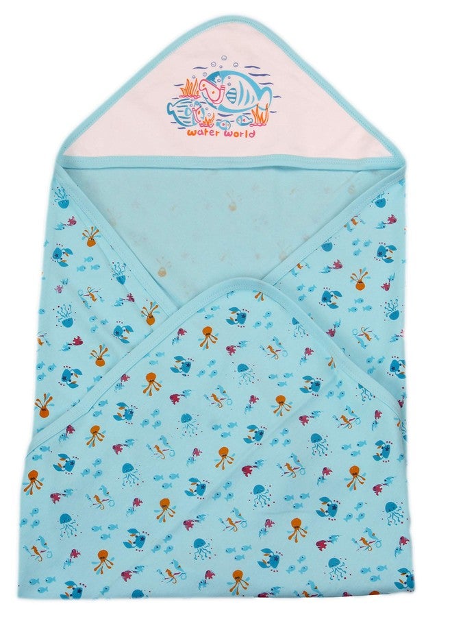 Favism Pure Cotton Soft Breathable New Born Baby Bath Towel with Hood Pack of 3 pcs, Peach Green Blue, Size 30 x 30 inch, 0-24 Months, Unisex - Image 2