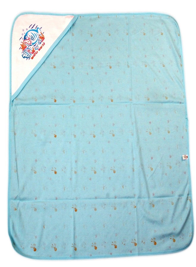 Favism Pure Cotton Soft Breathable New Born Baby Bath Towel with Hood Pack of 3 pcs, Peach Green Blue, Size 30 x 30 inch, 0-24 Months, Unisex - Image 3
