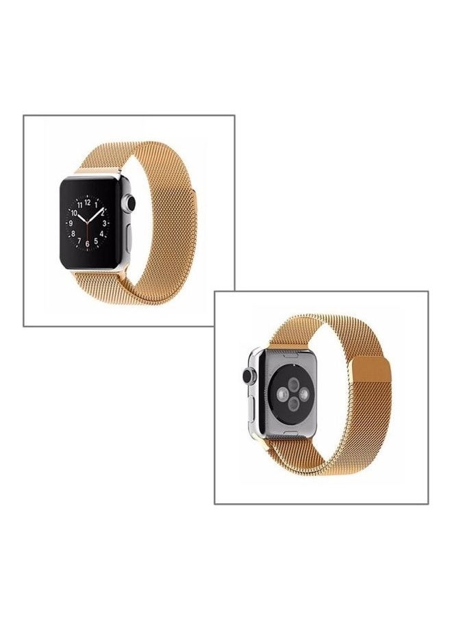 NIBEMINENT - Milanese Loop Magnetic Stainless Steel Watchband For Apple Watch 38mm Golden - Image 1