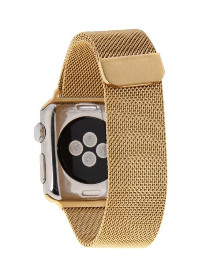 NIBEMINENT - Milanese Loop Magnetic Stainless Steel Watchband For Apple Watch 38mm Golden - Image 1