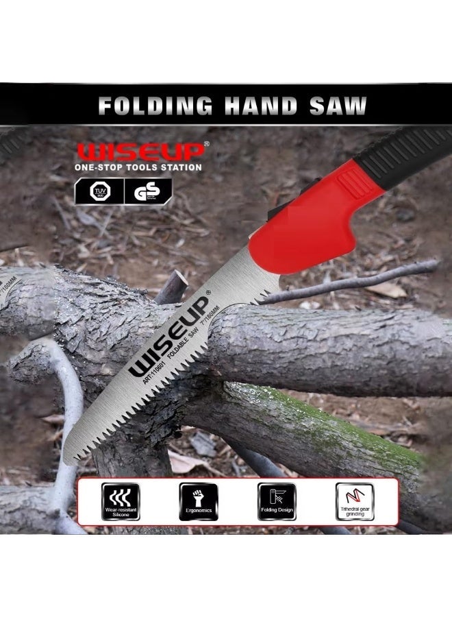 WISEUP Folding Saw,Heavy Duty 7"/180MM Inch Blade Hand Saw, Quality Steel, Curved Blade Hand Saw for Wood Camping, Dry Wood Pruning Saw - Image 1